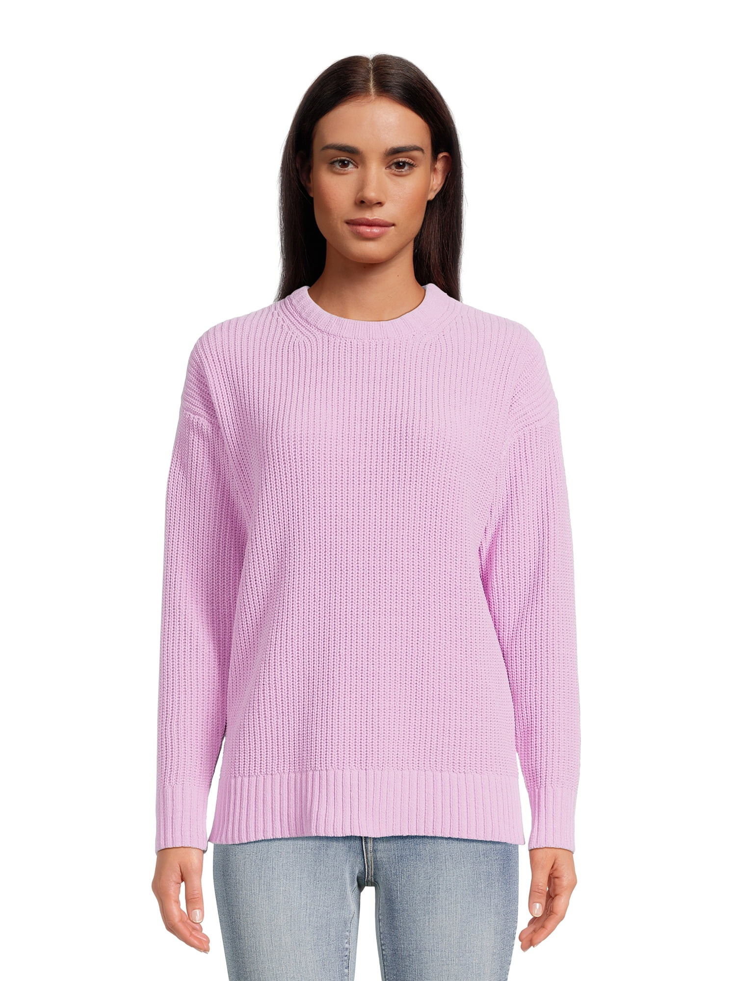 Time and Tru Women's Long Sleeve Chenille Pullover Crewneck Sweater | Walmart (US)