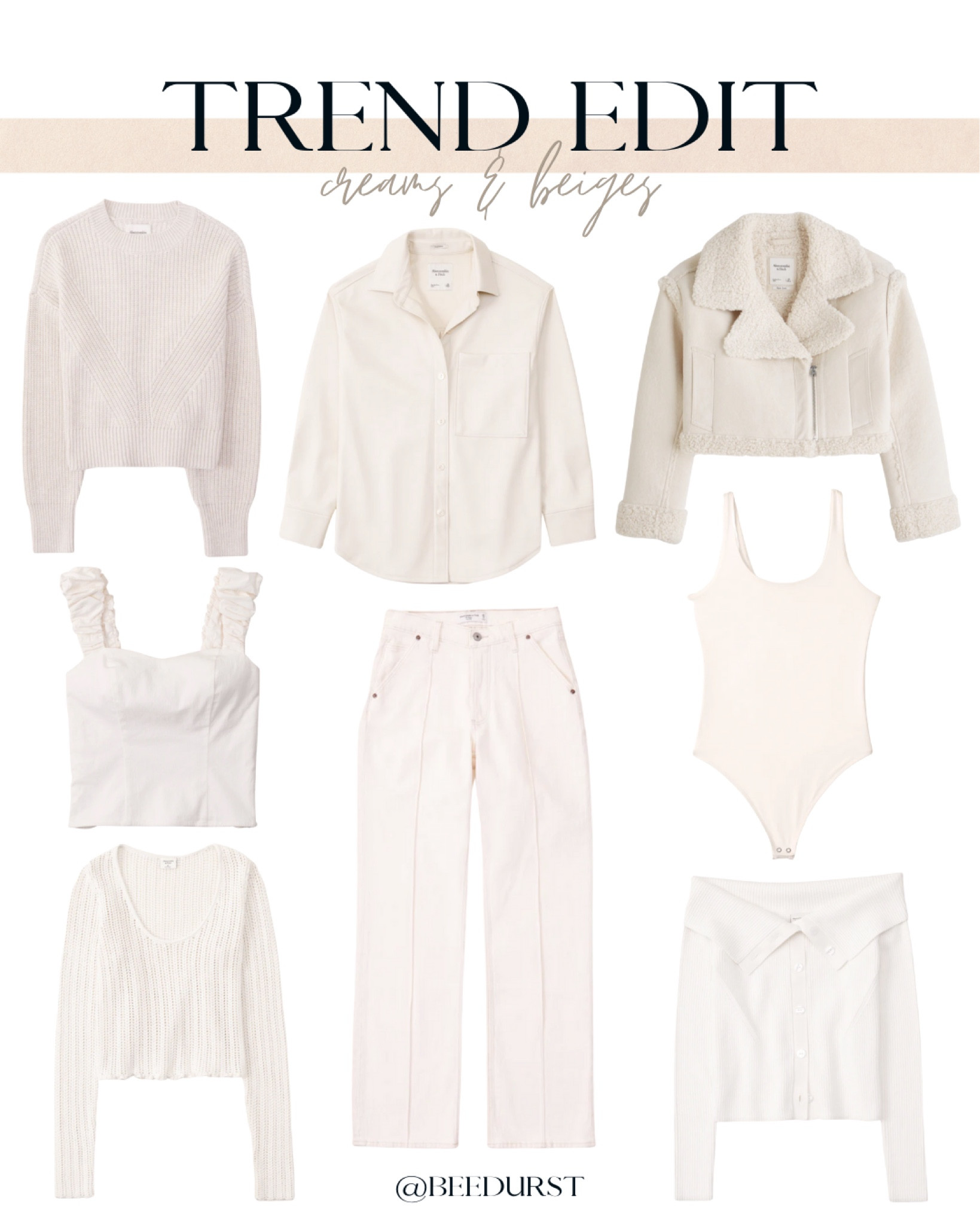 Beige trend edit, white jeans, white sweater, white bodysuit, cream sweater, cream jeans, cream top, cream jacket, beige jacket, beige sweater 

#LTKsalealert #LTKstyletip #LTKSeasonal