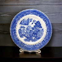 Blue Willow Saucer Vintage Midcentury Bell China Shore & Coggins Scalloped Rim Gilt Decoration England | Etsy (US)