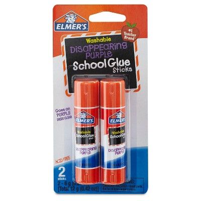 Elmer's 2ct Washable Glue Sticks Disappearing Purple | Target