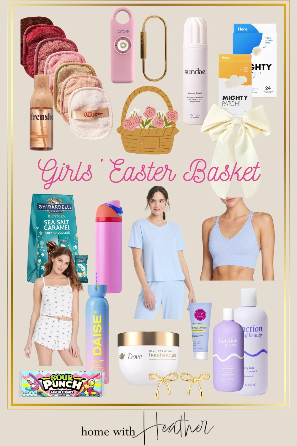 Girl Easter Basket Ideas
Teen girl Easter Basket Gifts
Take Up eraser
Anthropologie Original MakeUp Eraser Sweet Cheeks 7 Day Set
Birdie Safety Alarm
Satin Hair bow
DAISE foaming body wash
Pearl Bow Barrette Hair Clip
Hero Mighty Patch Nose Strips
Hero Mighty Pimple Patch
DAISE full body deodorant
Neutrogena oil free eye make up remover
Frenshe mini hair body mist
Function of Beauty Shampoo
Function of Beauty Conditioner
eos Shea body lotion
Dove Bond Strength Peptide complex serum hair mask
Girls’ strappy crop tank top
Women’s cooling jersey pajama shorts 
Women’s cooling jersey pajama sleep shirt
Girls’ knit tank top target
Easter chocolate 
Easter candy
Starburst jelly beans 
Sour candy
Owala free sip stainless water bottle
Ghirardelli Easter milk chocolate 
Dick’s sports bra
Girls seamless sports bra
DSG women’s seamless strappy sports bra

Easter basket
Kids Easter basket 

#LTKGiftGuide #LTKSeasonal #LTKKids