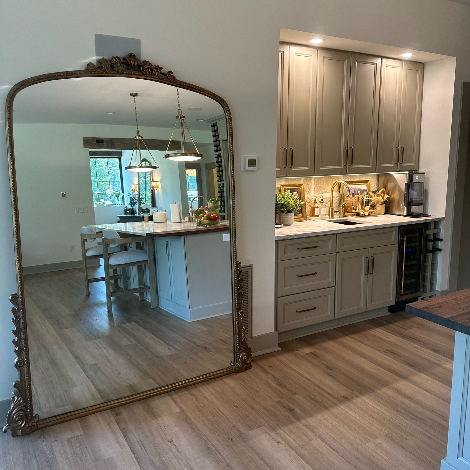 Gold mirror and bar 

#LTKstyletip #LTKunder50 #LTKhome