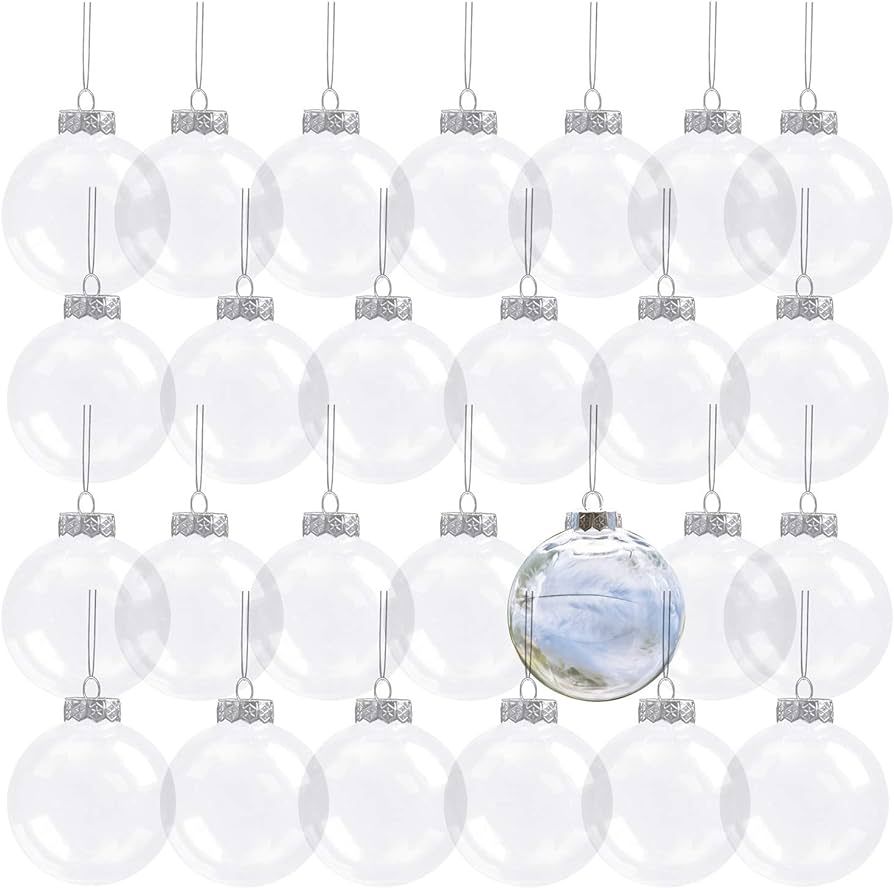 Kingrol 30 Pack 3.15 Inch Clear Plastic Fillable Ornament Balls, for DIY Craft Projects, Christma... | Amazon (US)