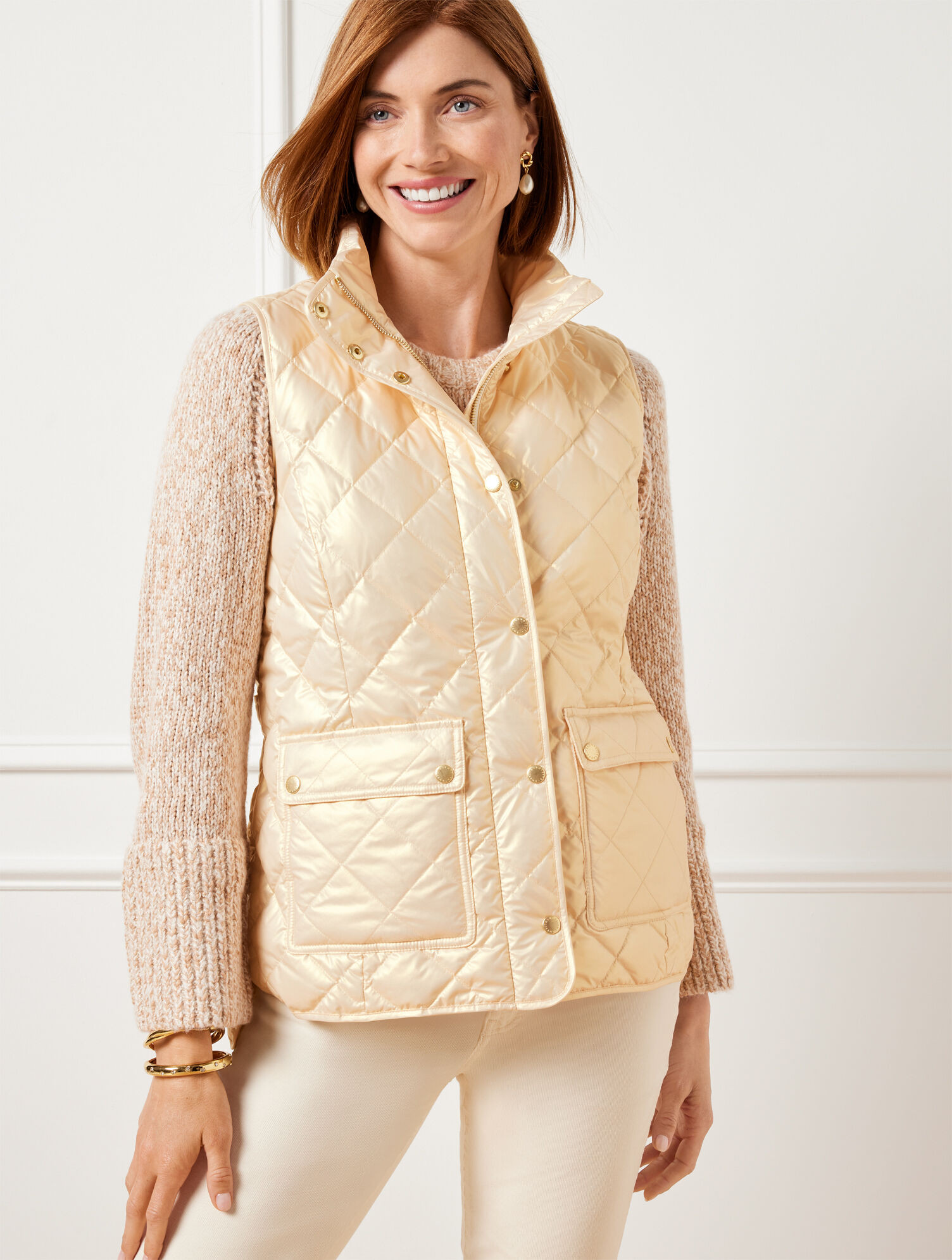 Quilted Down Puffer Vest - Pearlized | Talbots