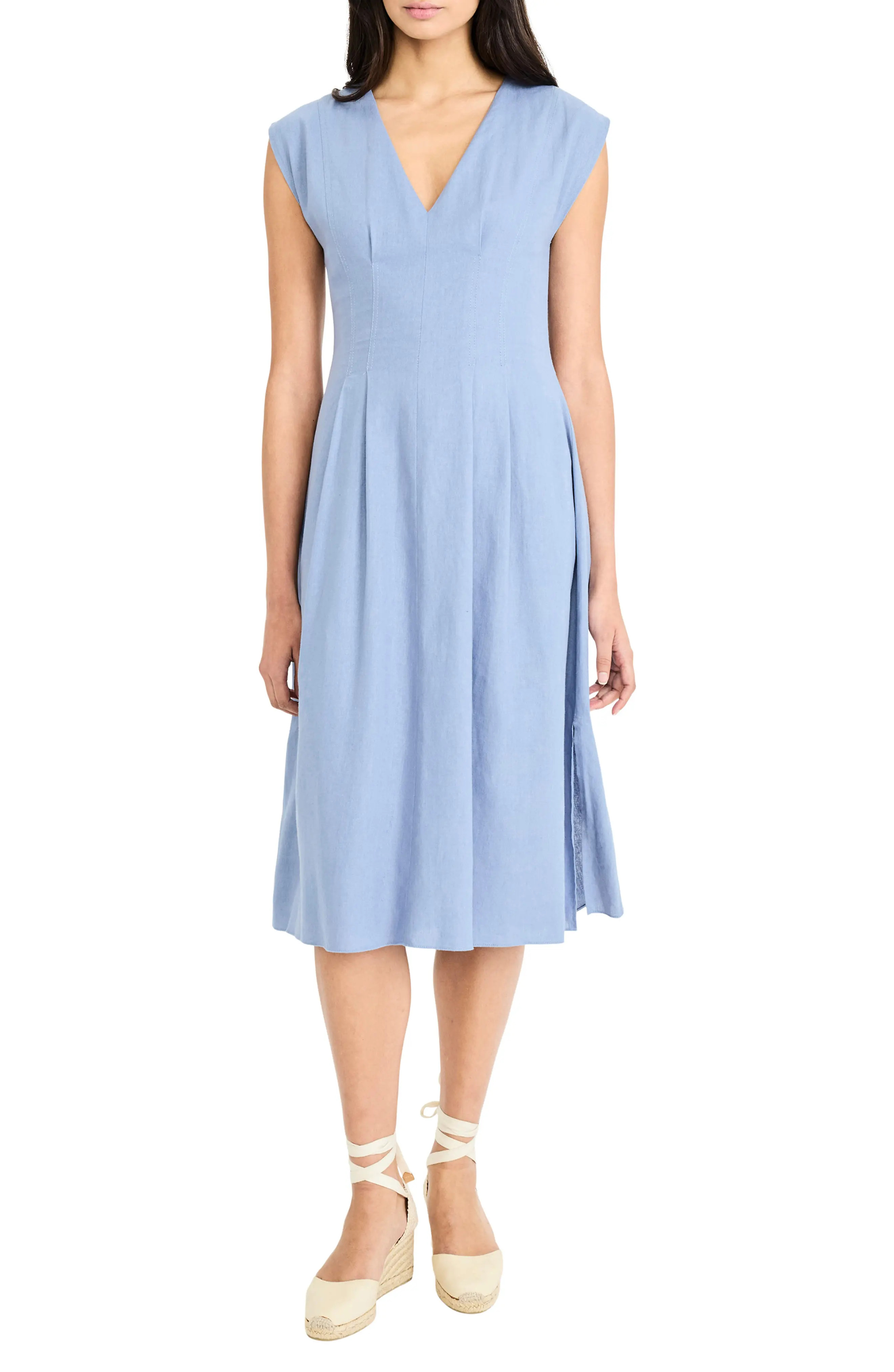 V-Neck Cap Sleeve Fit & Flare Midi Dress (Women) | Nordstromrack | Nordstrom Rack