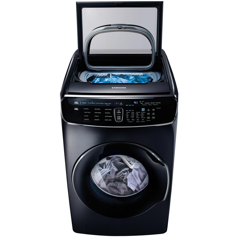 6.0 Total cu. ft. High-Efficiency FlexWash Washer in Black Stainless | The Home Depot