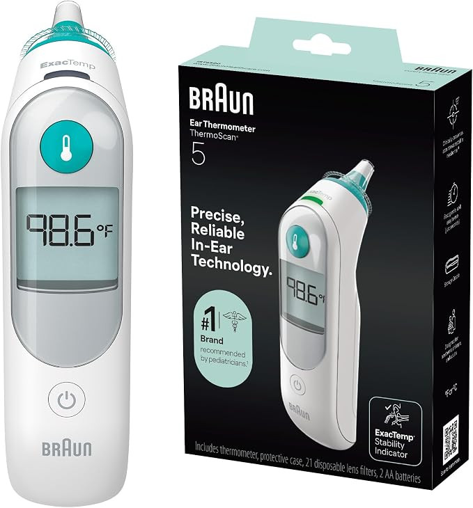 Braun ThermoScan 5 Ear Thermometer, Digital Display, Baby and Infant Thermometer with ExacTemp St... | Amazon (US)