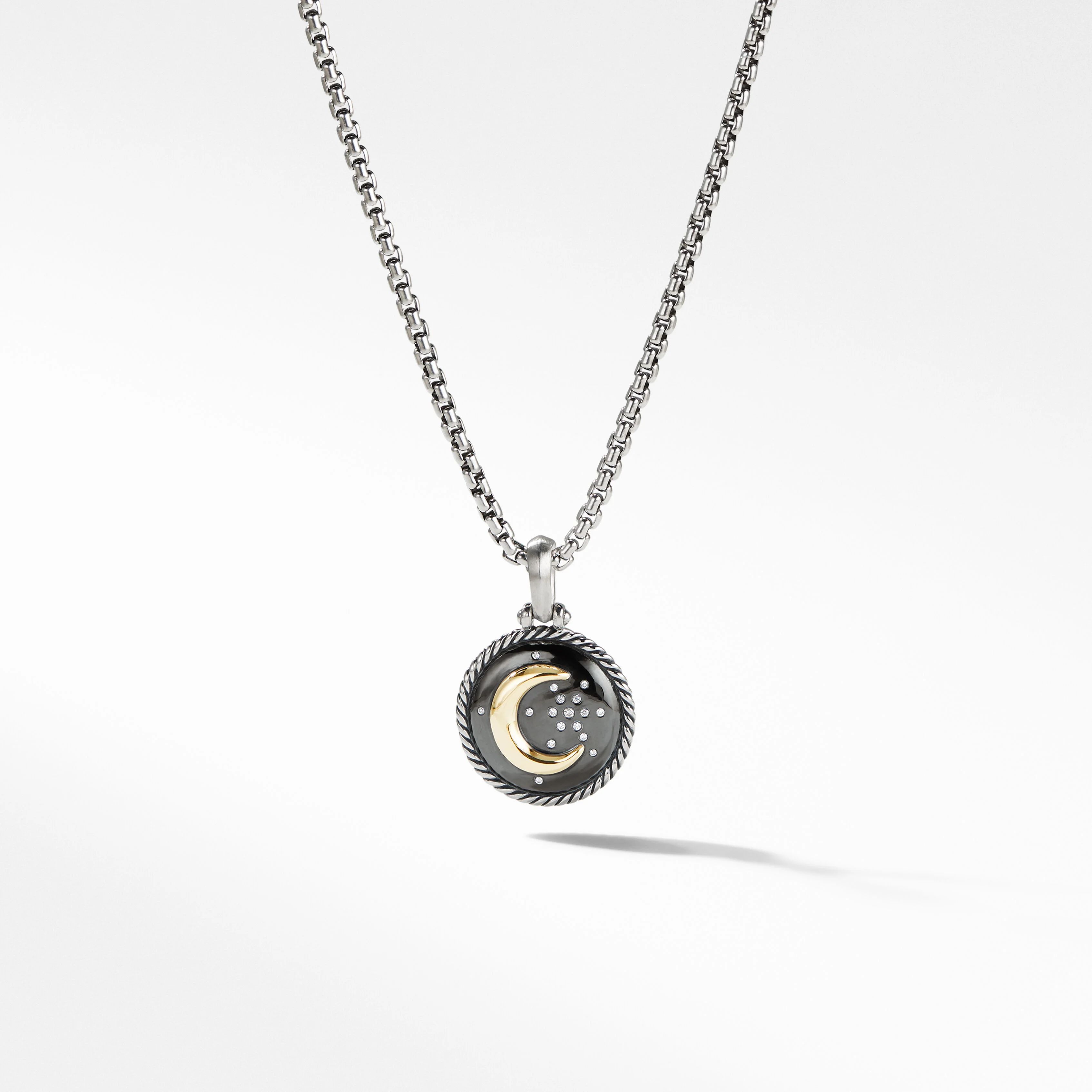 Moon and Star Amulet in Sterling Silver with 18K Yellow Gold and Diamonds | David Yurman