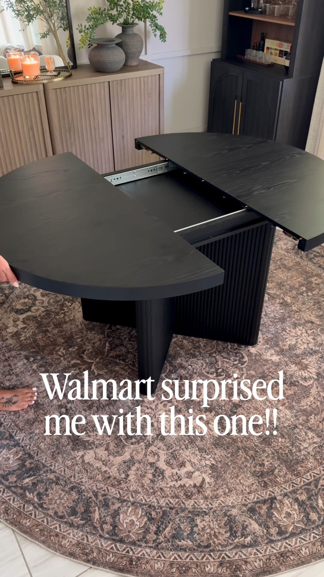 This beautiful extendable table is back in stock at Walmart! 

Walmart home finds, dining room table, black dining room rable, round rug, dining room inspo, extendable table, designer inspired home finds

#LTKHome