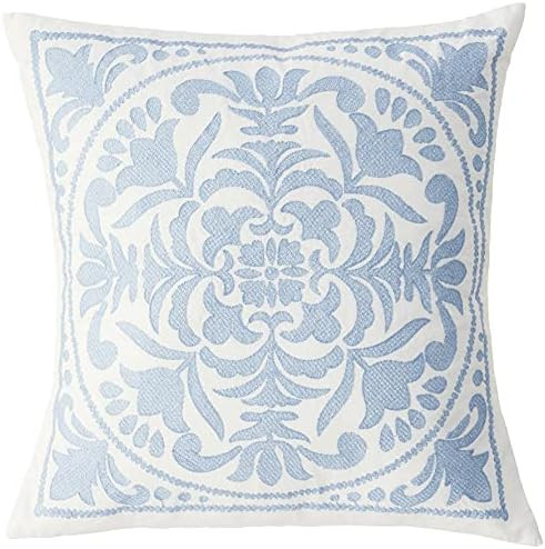Amazon.com: Laura Ashley Mila Throw Pillow, 18x18, Blue : Home & Kitchen | Amazon (US)