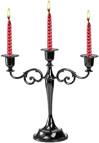 YOUEON 3 Arms Candelabra, 10.4 Inch Tall Black Candle Holder Gothic Candle Holders Candlestick Ho... | Amazon (US)