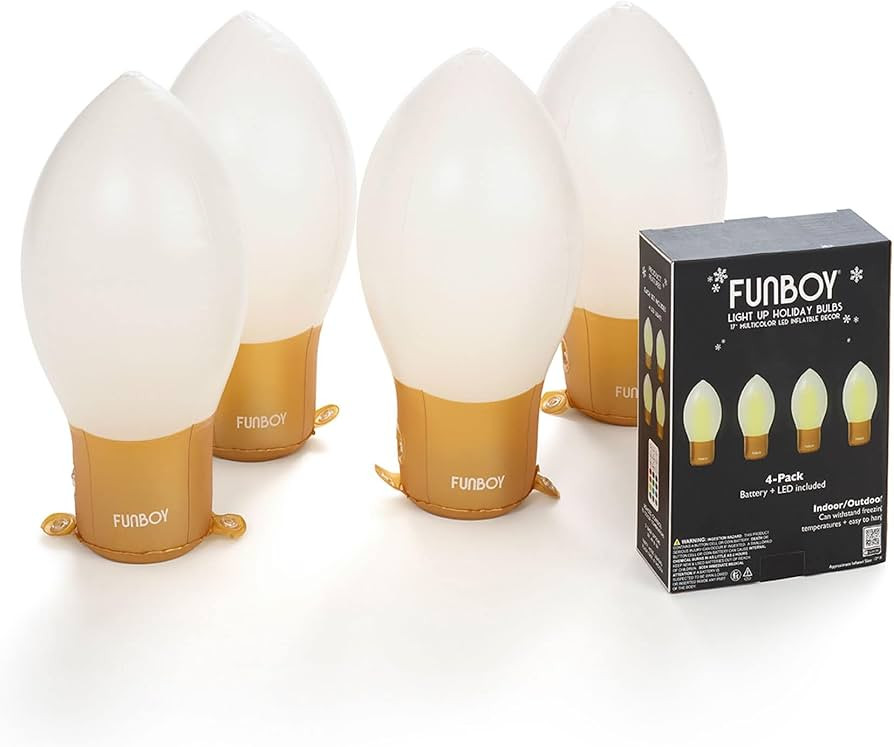 FUNBOY Inflatable Holiday Christmas Bulb LED Light Up Decor, Indoor/Outdoor, 4 Pack | Amazon (US)