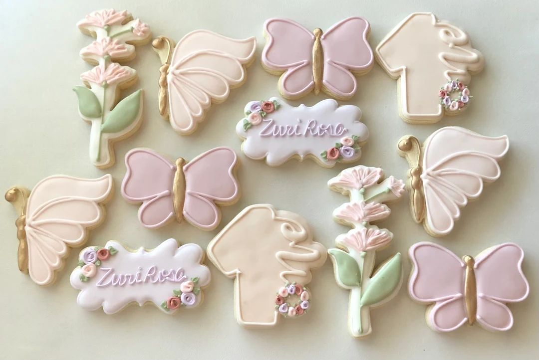 Butterfly 1st Birthday Sugar Cookies, Garden sugar cookies, first birthday, butterfly cookies | Etsy (US)