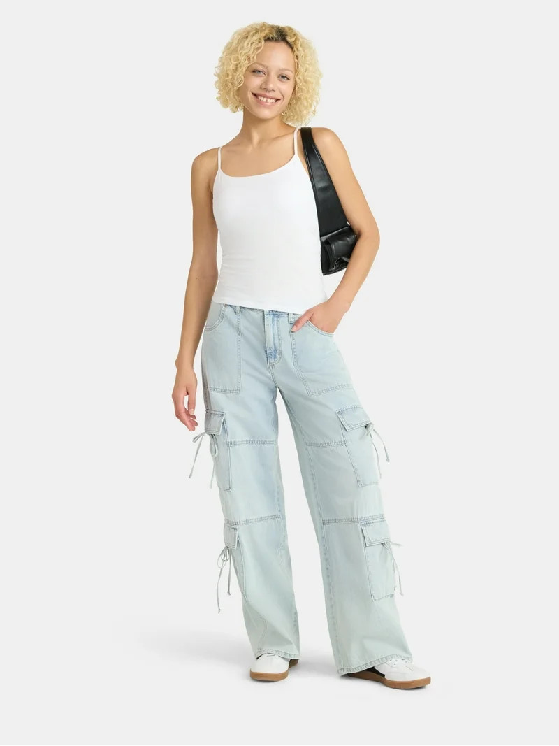 No Boundaries Cropped Shelf Bra Cami Top, Women's | Walmart (US)