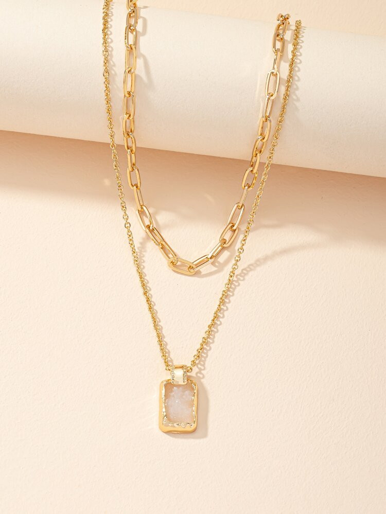Geometric Charm Layered Necklace | SHEIN