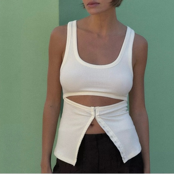 Zara Ivory Cut-Out Tank Top | Poshmark