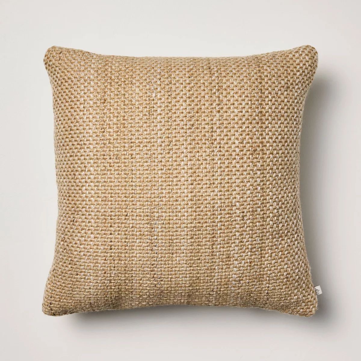 18"x18" Solid Woven Indoor/Outdoor Square Throw Pillow Beige/Natural - Hearth & Hand™ with Magn... | Target