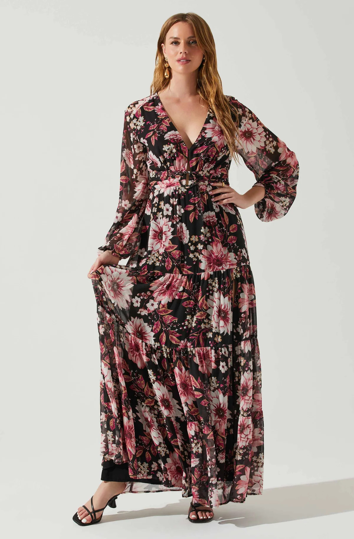 Trinity Long Sleeve Backless Floral Dress | ASTR The Label (US)