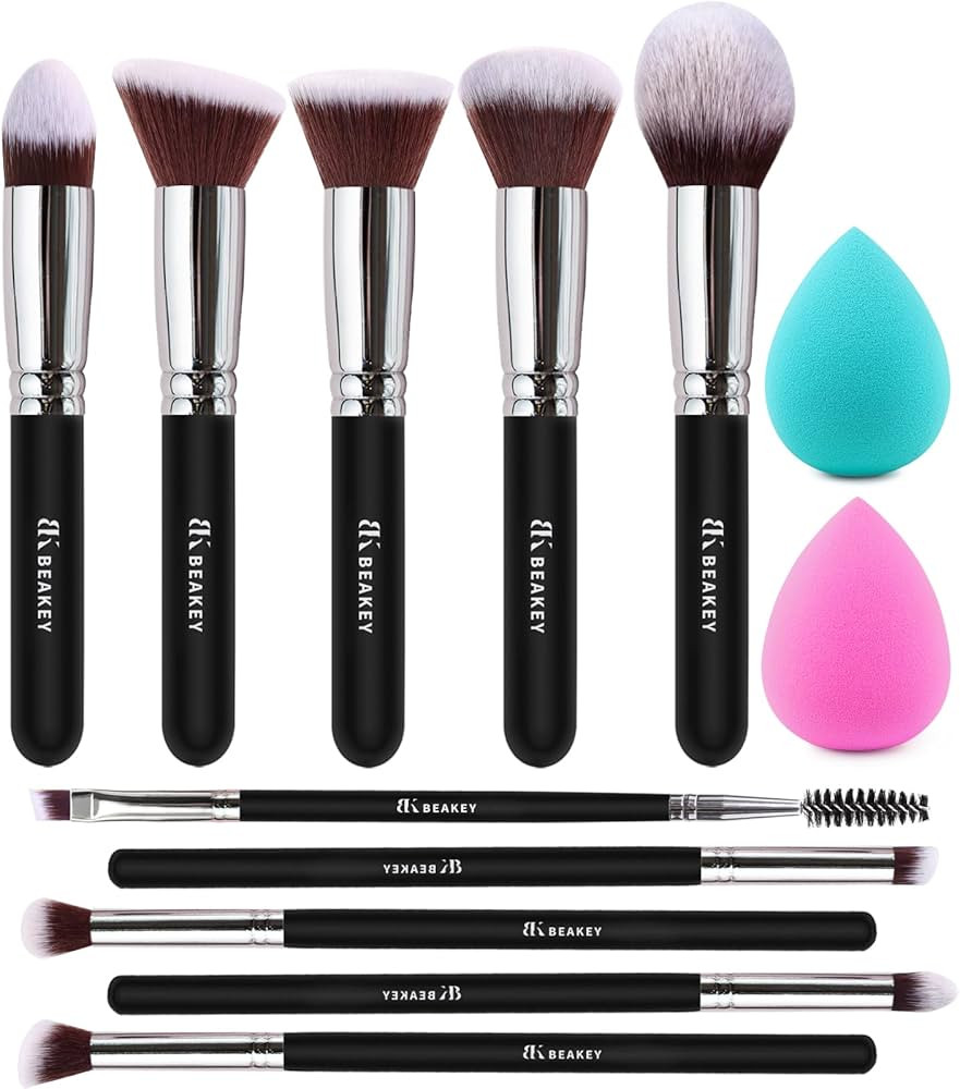 BEAKEY 12Pcs Makeup Brush Set Premium Synthetic Foundation Face Powder Blush Eyeshadow Kabuki Bru... | Amazon (CA)