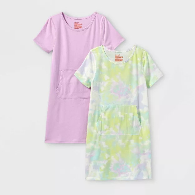 Girls' Adaptive Abdominal Access 2pk Knit Short Sleeve Dress - Cat & Jack™ | Target