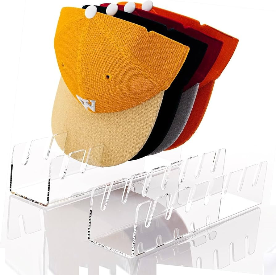 Hat Stand for Baseball Caps, 2Pcs No Install Hat Acrylic Organizers Hat Storage for 14Caps, Hat R... | Amazon (US)