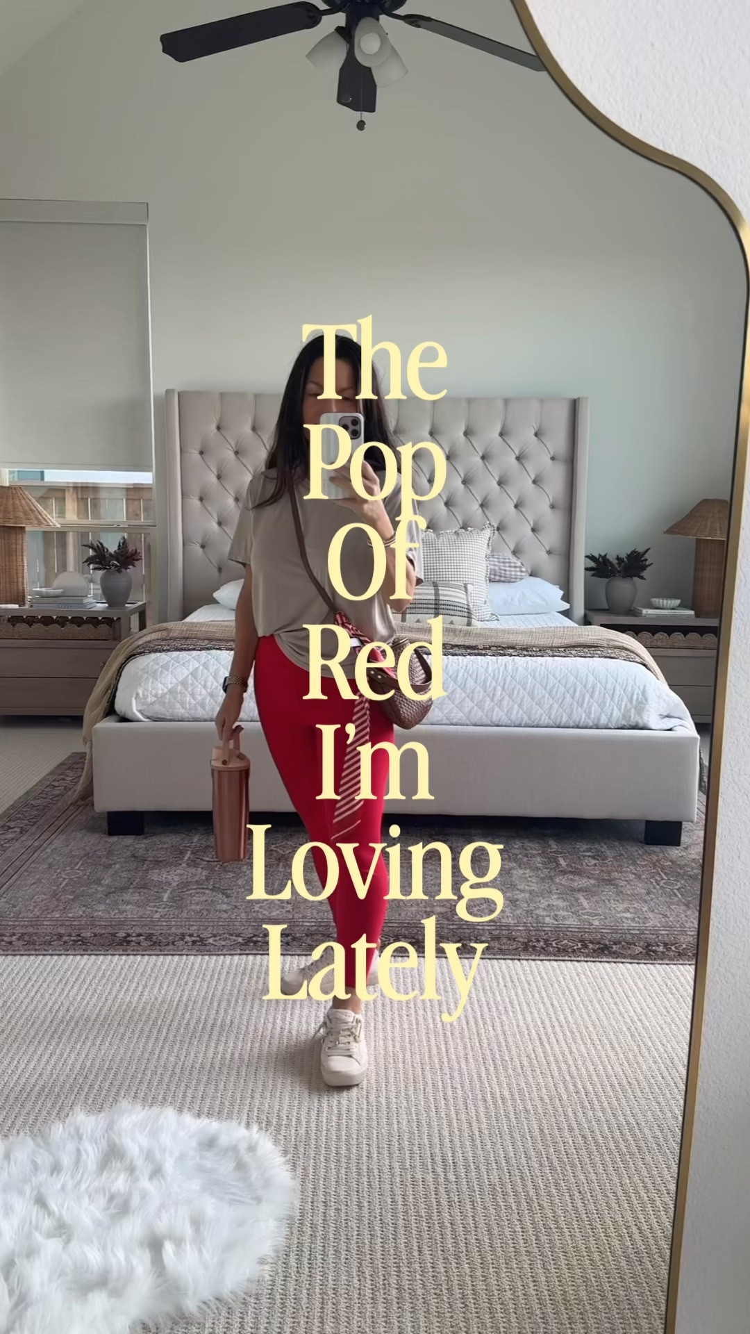 The pop of red I’m loving lately ❤️ 

This easy athleisure outfit is exactly the kind of look I reach for when I want to be comfortable but still feel put together. I paired these red leggings with an oversized neutral tee, everyday sneakers, a brown crossbody bag and a striped scarf for an easy pop of color. Such a cute casual outfit for school drop-off, errands, coffee runs, travel days or just everyday wear. Fall outfits women over 50. Linking the leggings, tee, white sneakers, bag, scarf and my tumbler!, athletic outfit.

#LTKActive #LTKootd #LTKvlog