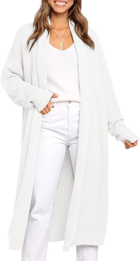 LILLUSORY Women's Oversized Slouchy Knit Chunky Open Front Sweater Coat with Pockets | Amazon (US)