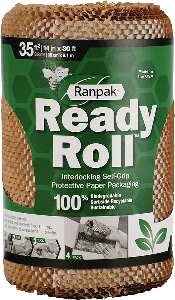 Ranpak Ready Roll natural Packing Paper 30 ft x 14 in | Honeycomp Wrapping Paper | sustainable, e... | Amazon (US)