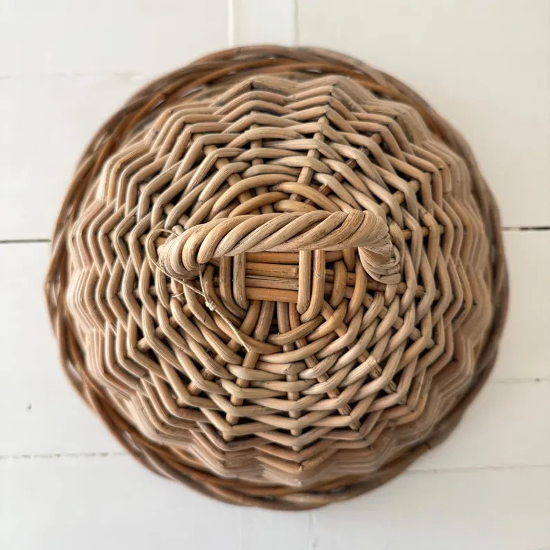 XL French Vintage Wicker Cloche - Etsy | Etsy (US)