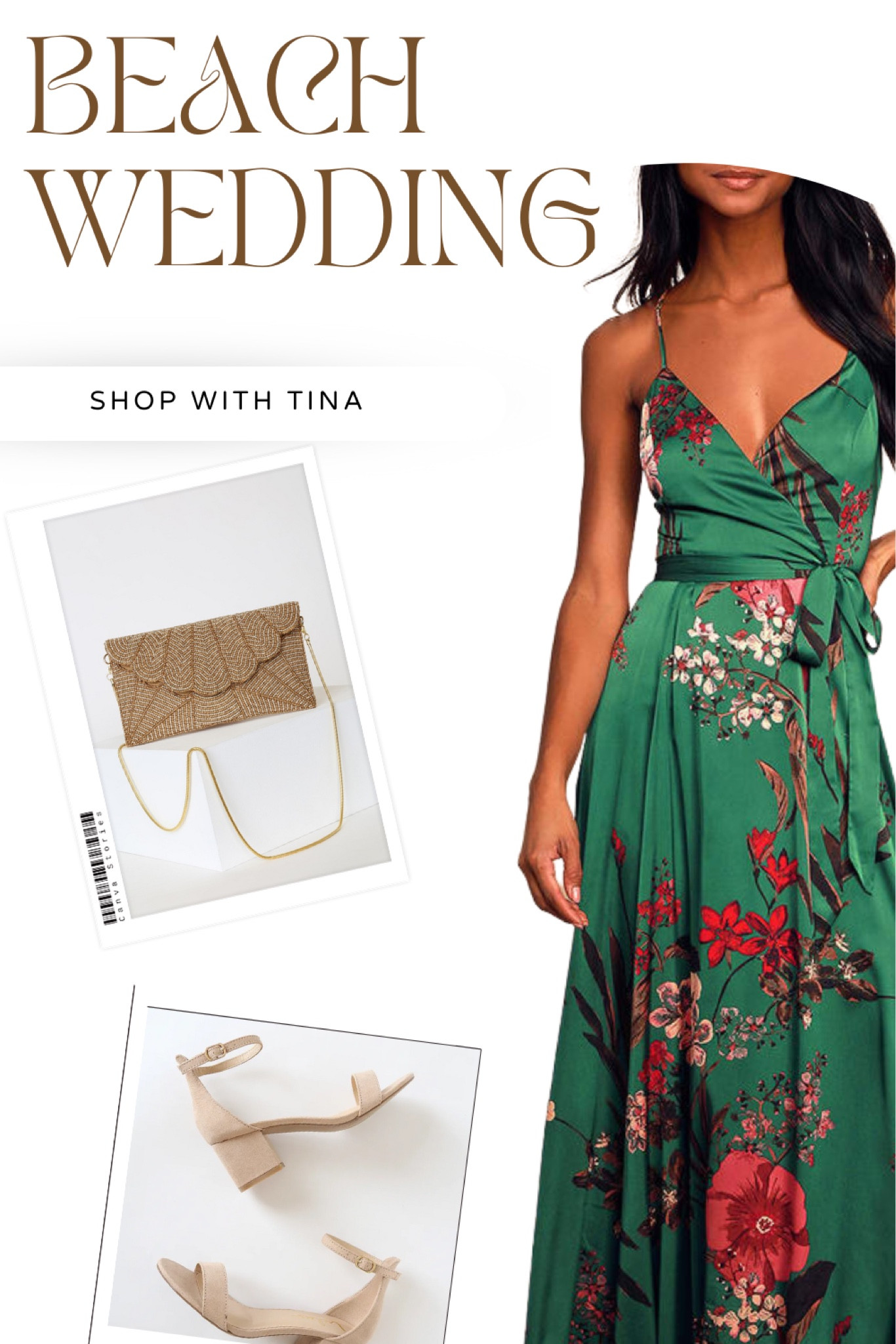 This beach wedding guest dress and beach wedding guest outfit from Lulus is affordable and cute!
Floral wedding guest dress, wedding guest clutch, wedding guest heels, green wedding guest dress

#LTKwedding #LTKunder100