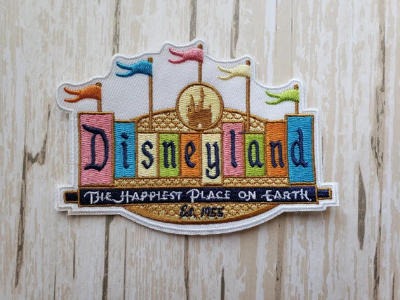 IN STOCK 4.25" x 3" Disneyland Disney D Logo Happiest Place on Earth Entrance Sign Embroidered Ir... | Etsy (US)