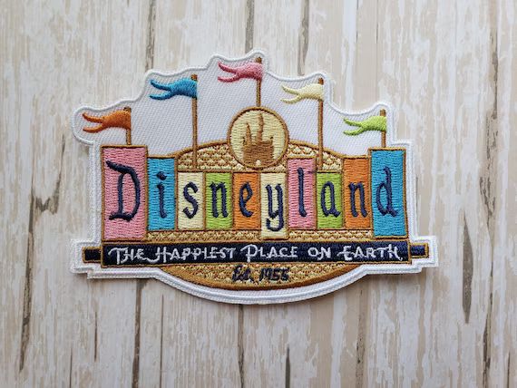 IN STOCK 4.25" x 3" Disneyland Disney D Logo Happiest Place on Earth Entrance Sign Embroidered Ir... | Etsy (US)