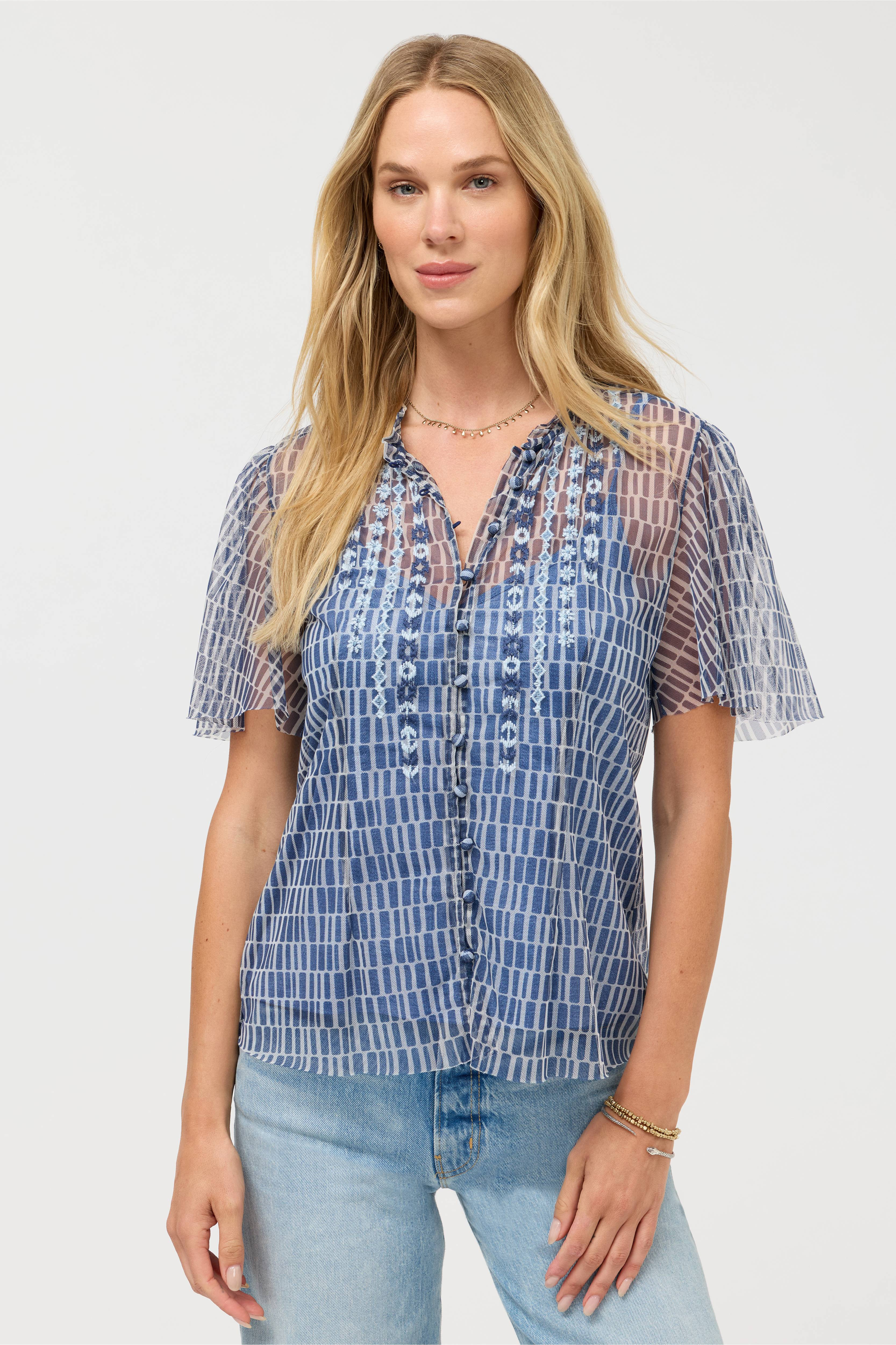 LEANDRA MESH BLOUSE
                                
                                    
       ... | Johnny Was