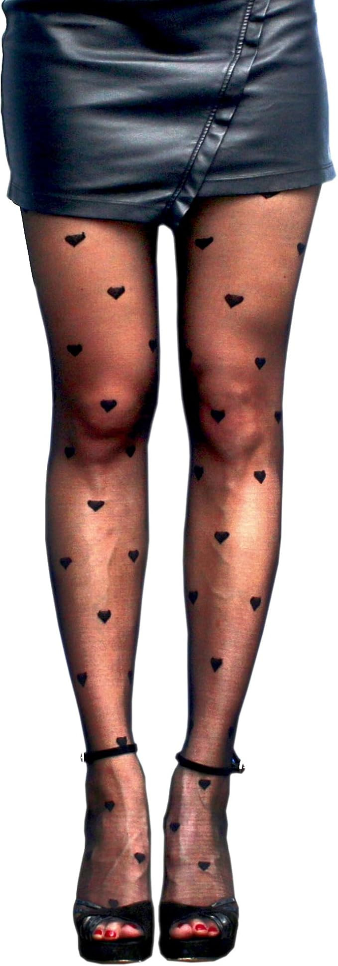 Millennials In Motion Heart Polka Dot Tights Patterned Cupid Sheer Stockings Valentines Tights Go... | Amazon (US)