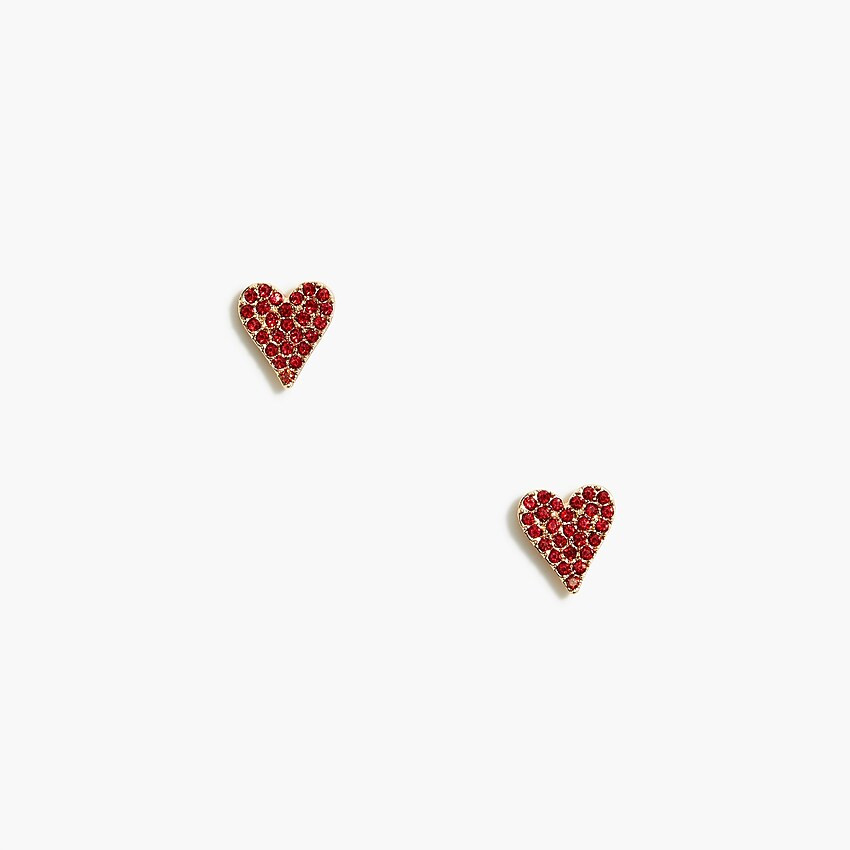 Pavé crystal heart stud earrings | J.Crew Factory