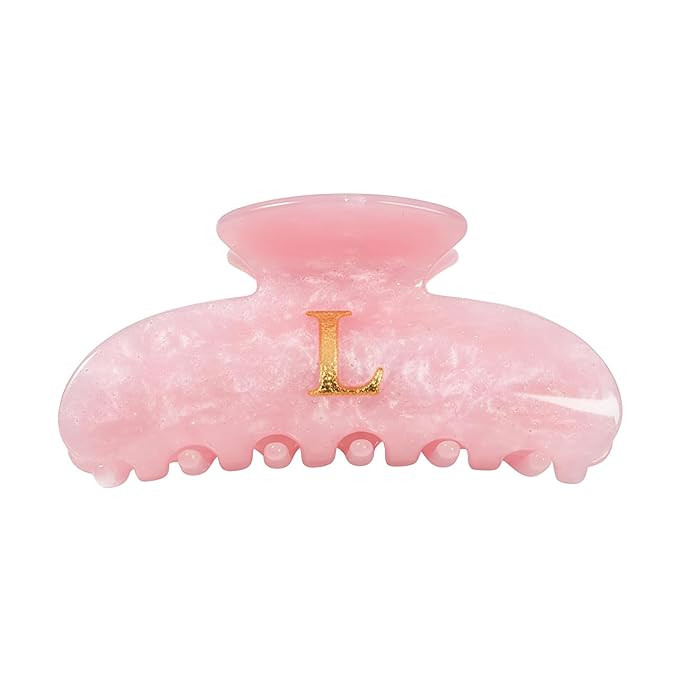Initial Claw Clips for Women, Pink Letter Hair Clip, Personalized Monogram Acetate Hair Catch, Cu... | Amazon (US)