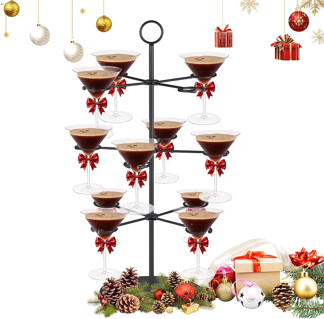 Cocktail Tree Stand for Parties Brunch,3 Tiers 12 Holders Drink tower Wine Glass Holder Stand,Cha... | Amazon (US)
