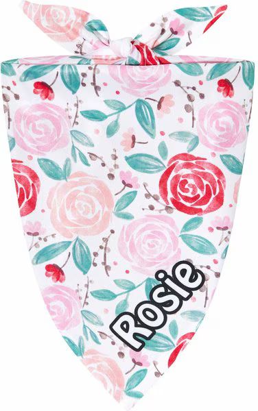 FRISCO Watercolor Roses Personalized Dog & Cat Bandana, Large - Chewy.com | Chewy.com