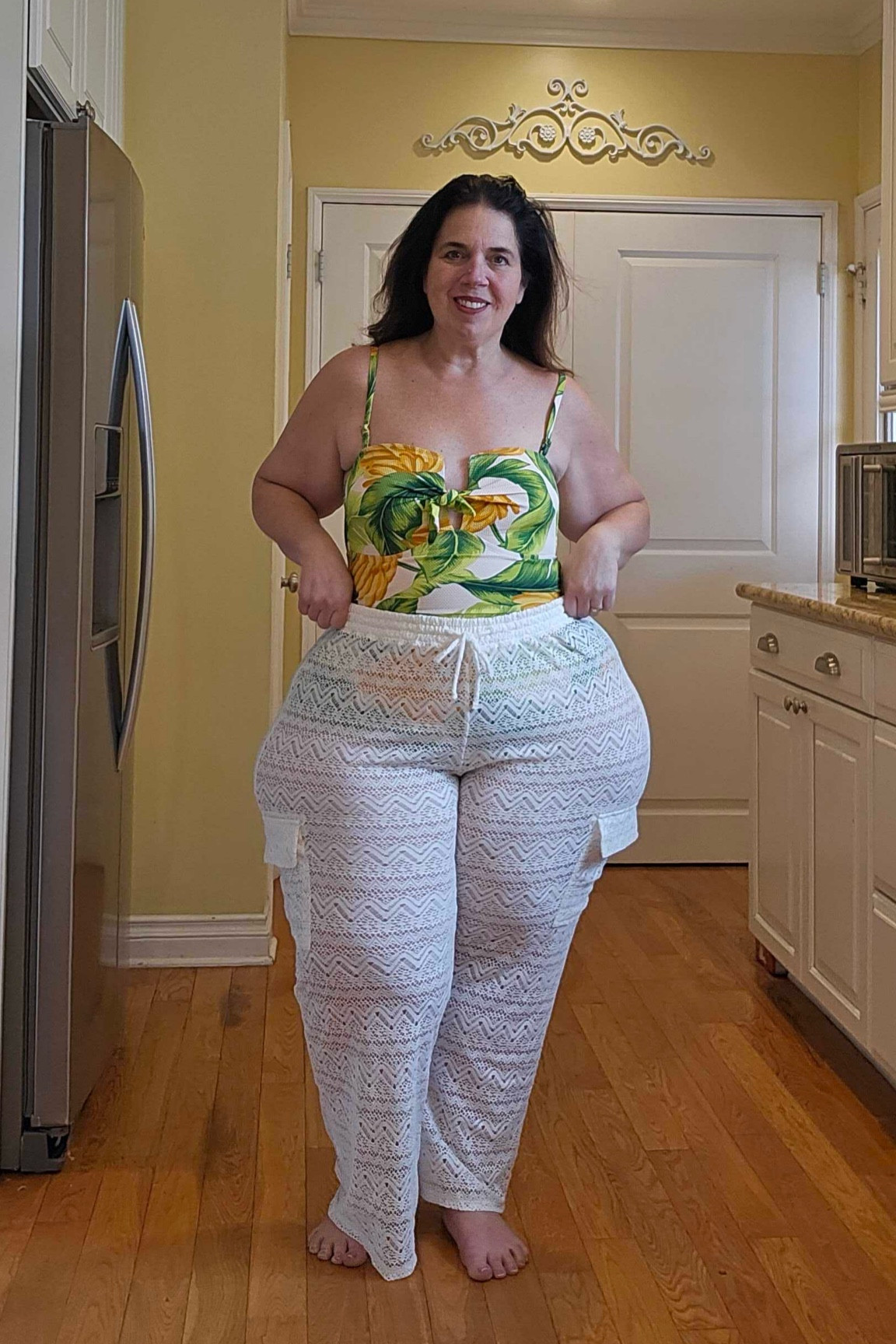 My favorite swimsuit and lace cover up cargo pants. This tropical yellow and green print on a crème pique full coverage bandeau top one piece bathing suit is so versatile.  

Wear the Swimsuit.

Swimsuits 
Summer Outfit 
Travel Outfit
4th of July Outfit


#LTKSwim #LTKPlusSize #LTKSummerSales