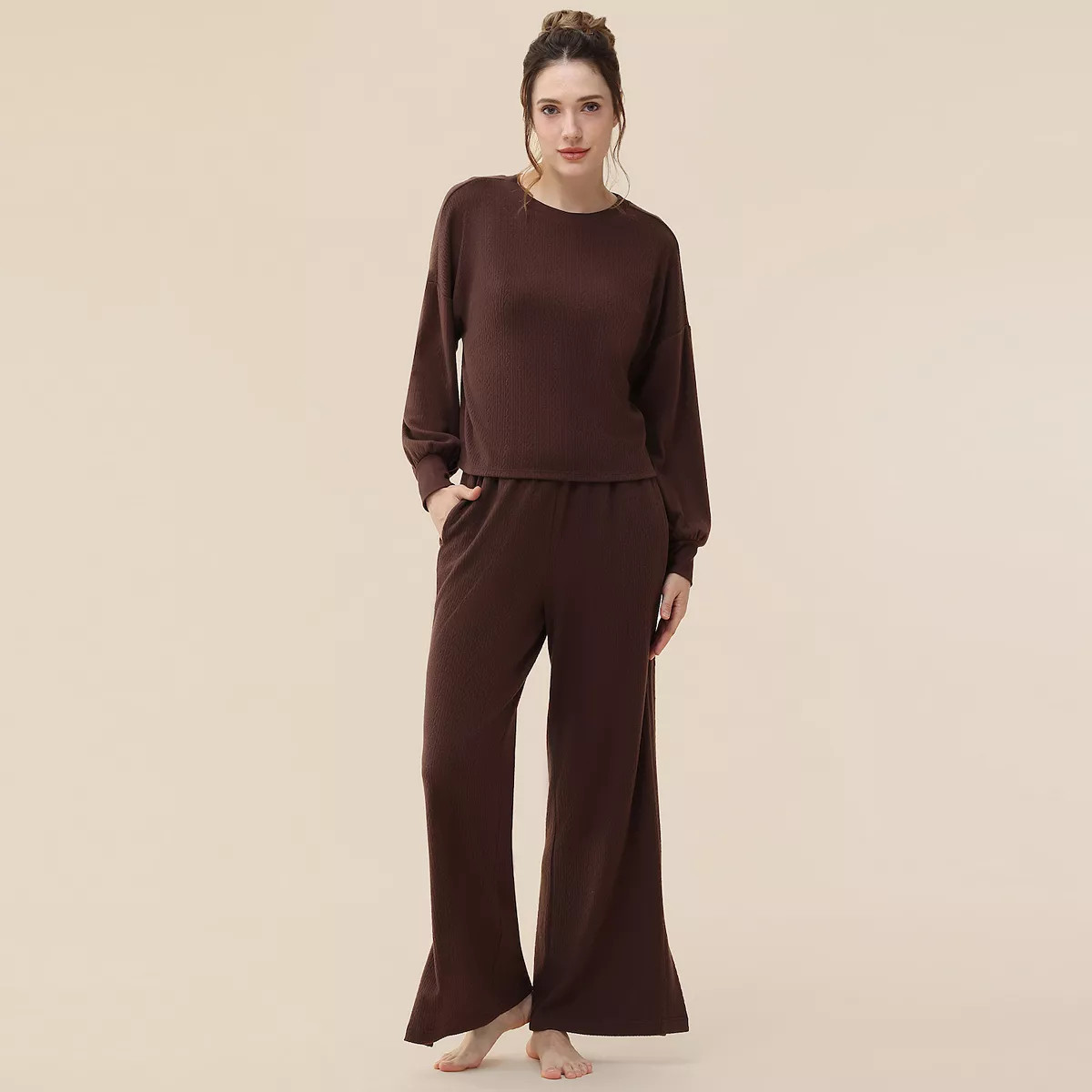 Women's Adyson Parker 2-Piece Sweater Knit Pajama Top & Pajama Bottoms Set | Kohl's