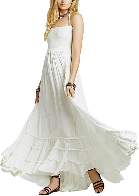 DbdkejjWomen's Sleeveless Backless Halter Neck Slim Waist Floor Length Dress | Amazon (US)