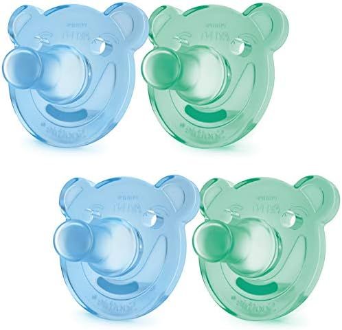 Amazon.com: Philips AVENT Soothie Shapes Pacifier, Green/Blue, 0-3 Months, Pack of 4, SCF194/41 | Amazon (US)