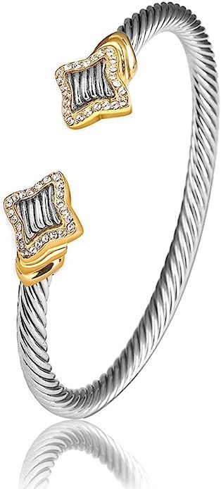 UNY Jewelry European and American Fashion Antique Cables Rhodium 2 Tone Plated Bracelet Unique Vi... | Amazon (US)