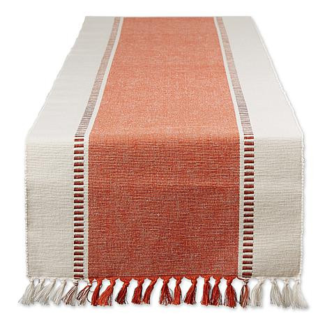 Design Imports 13" x 72" Striped Fringe Ribbed Table Runner - 9724880 | HSN | HSN