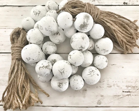 Wood Bead Garlanddistressed Oversized Wood Beadschunky | Etsy | Etsy (US)