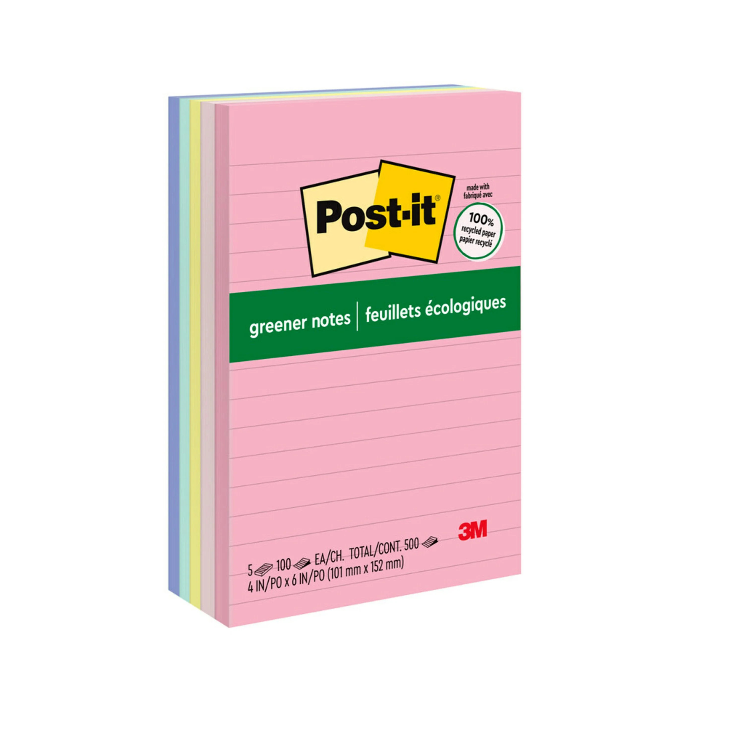 Post-it Greener Notes, 4 in x 6 in, Sweet Sprinkles Collection, Lined, 5 Pads | Walmart (US)