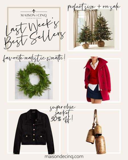 Last week’s best sellers include my fave brass bells, the MOST realistic wreath, chicest jacket half off, gorgeous coat and more!

#falloutfit #fallfashion #homedecor #woolcoat #holidaydecor #christmasdecor #christmastree