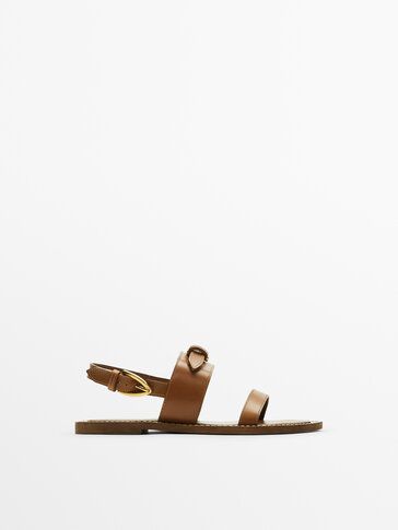 Leather slide with buckle | Massimo Dutti (US)
