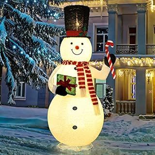 Outdoor Snowman Decorations Lighted, 4FT Collapsible Snowman Christmas Decorations, Pop Up Snowma... | Amazon (US)