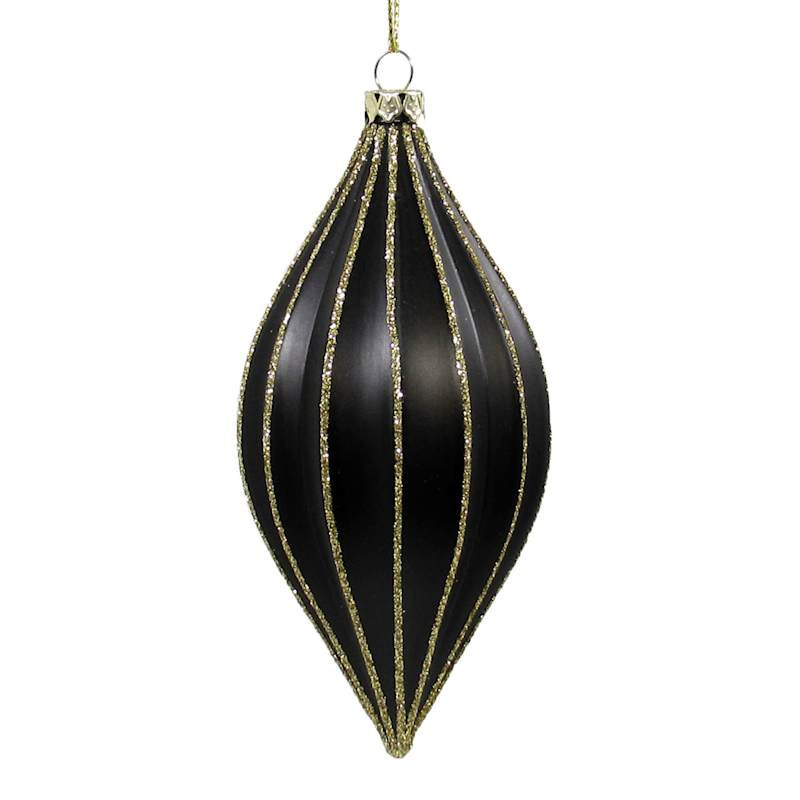 Gold & Black Teardrop Ornament, 4.75" | At Home